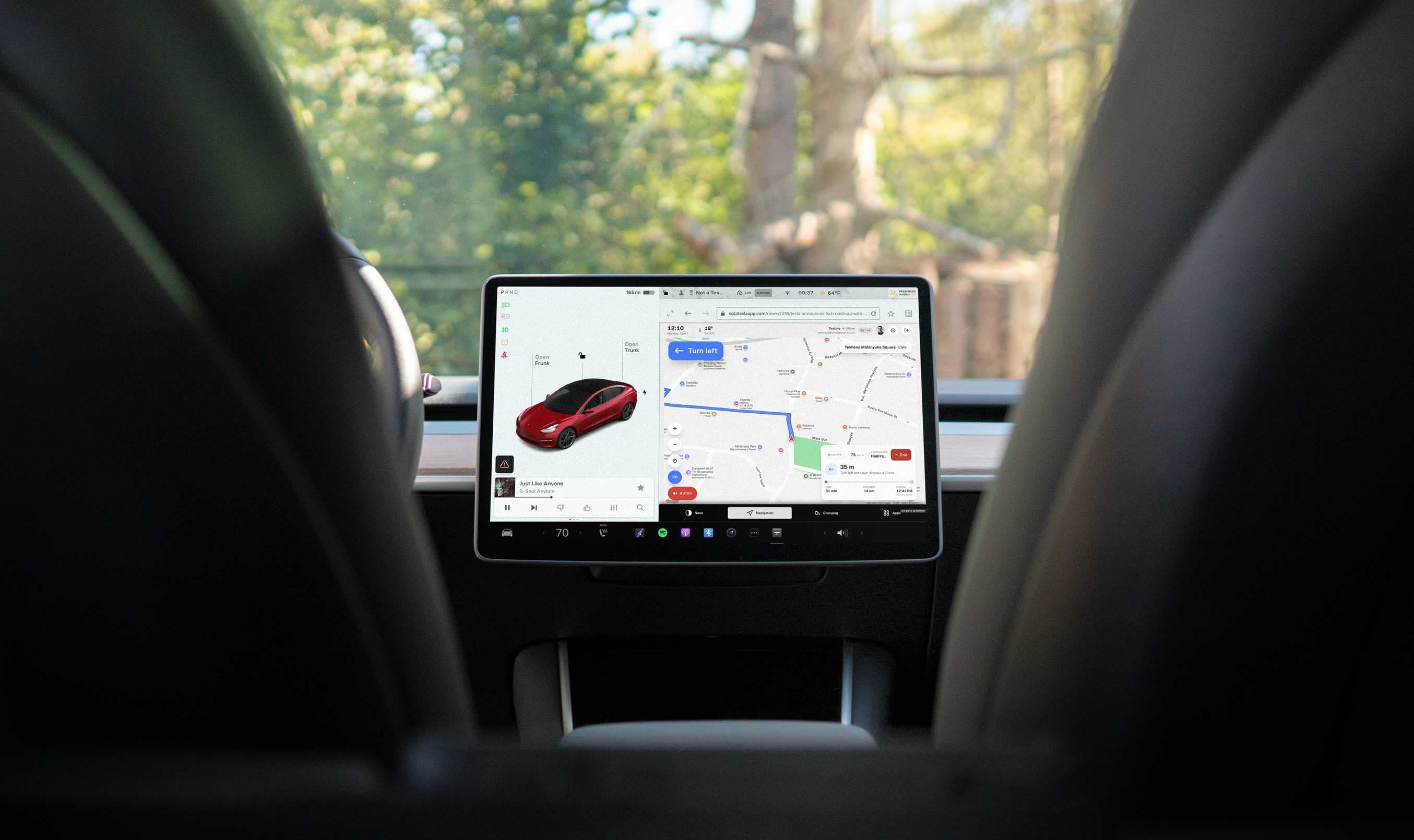 DASH9 AI cockpit running on a Tesla touchscreen